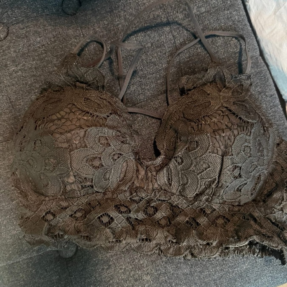 Wishlist Black Lace Bralette with Scalloped Band